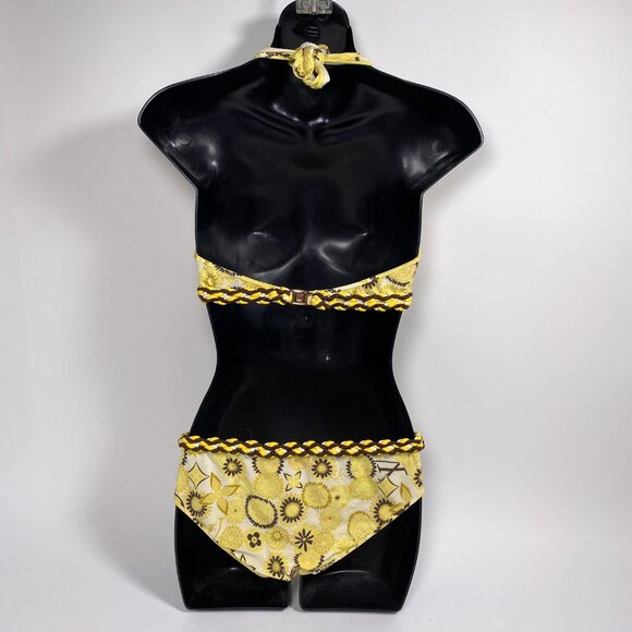 LOUIS VUITTON Yellow/Brown Monogram Flower Print Bikini  *AS IS* - Picture 2 of 14